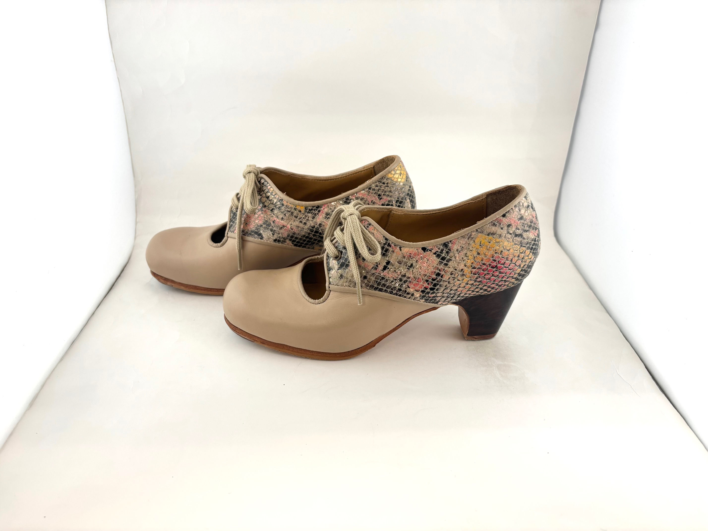 35.0　極細幅　カルメラ　表革＆パイソン　ベージュ　クラシコ　5cm　木目　Y8851