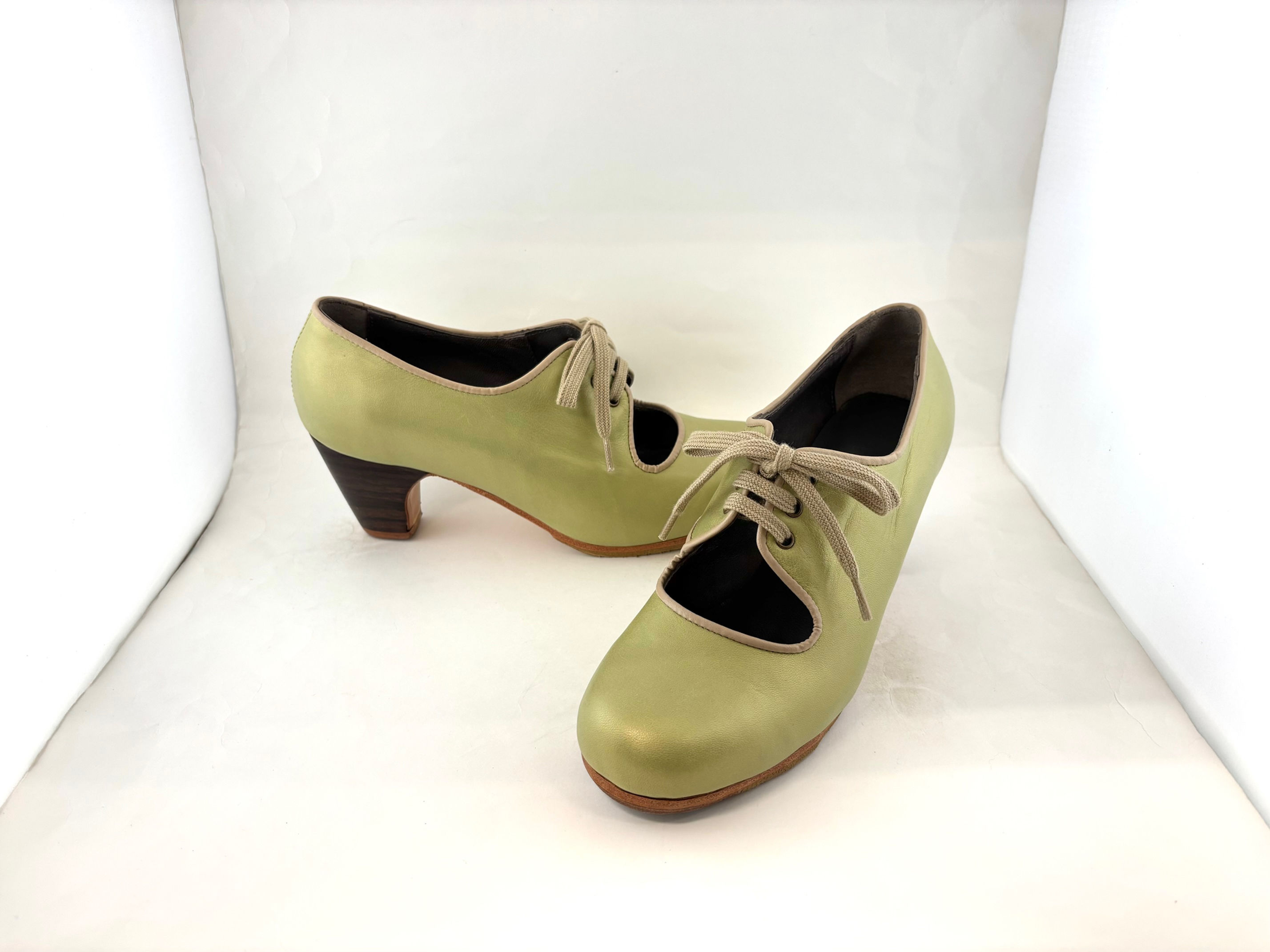 35.5　極細幅　カルメン　ラメ革　緑　クラシコ　5cm　木目　Y8508