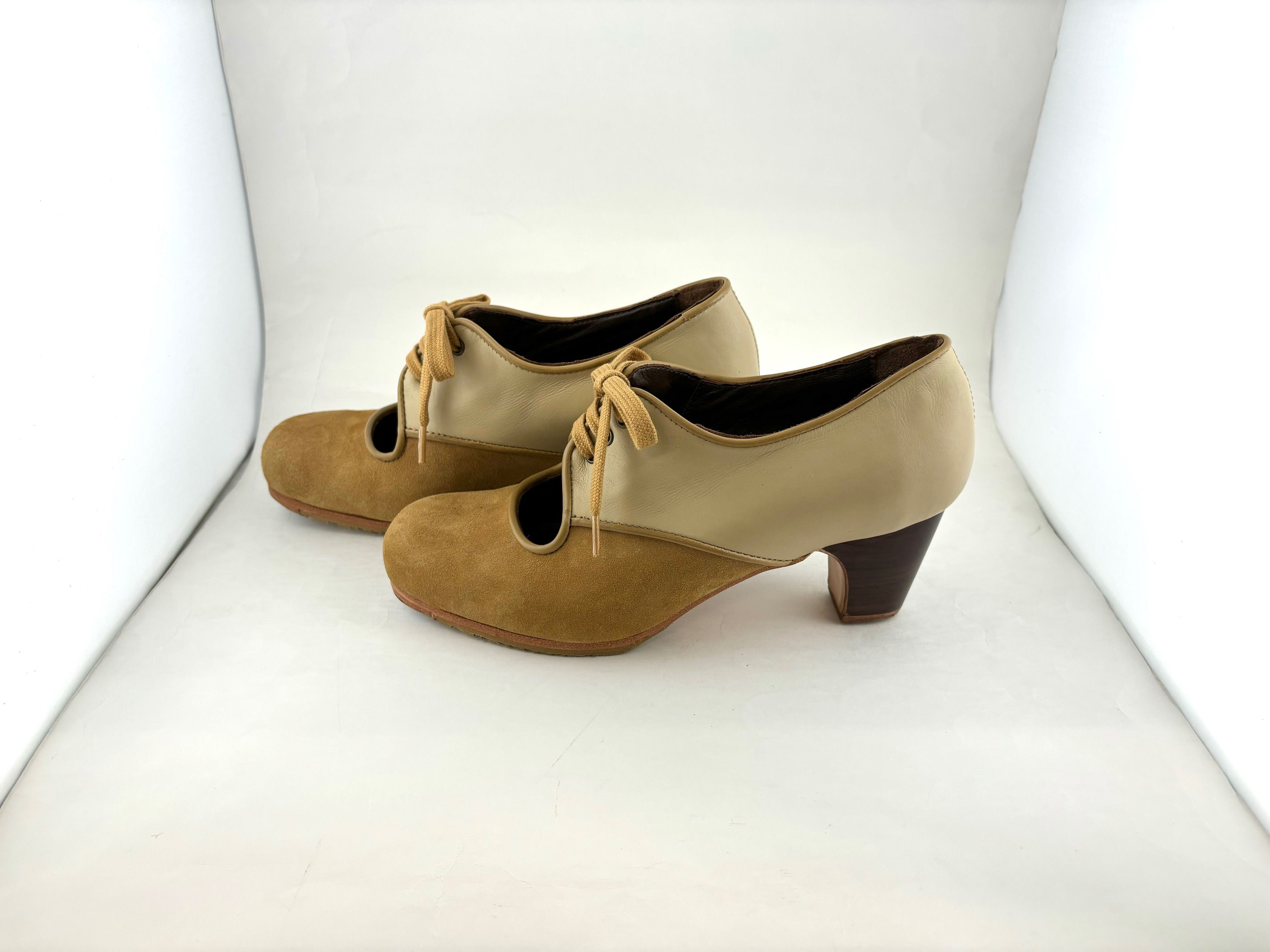 37.0　極細幅　カルメラ　スエード＆表革　キャメル　クラシコ　5cm　木目　Y7910