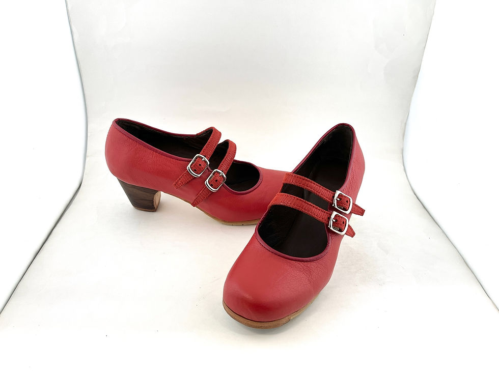 33.5　極細幅　マヌエラ　表革　赤　クラシコ　5cm　木目　Y6625-2