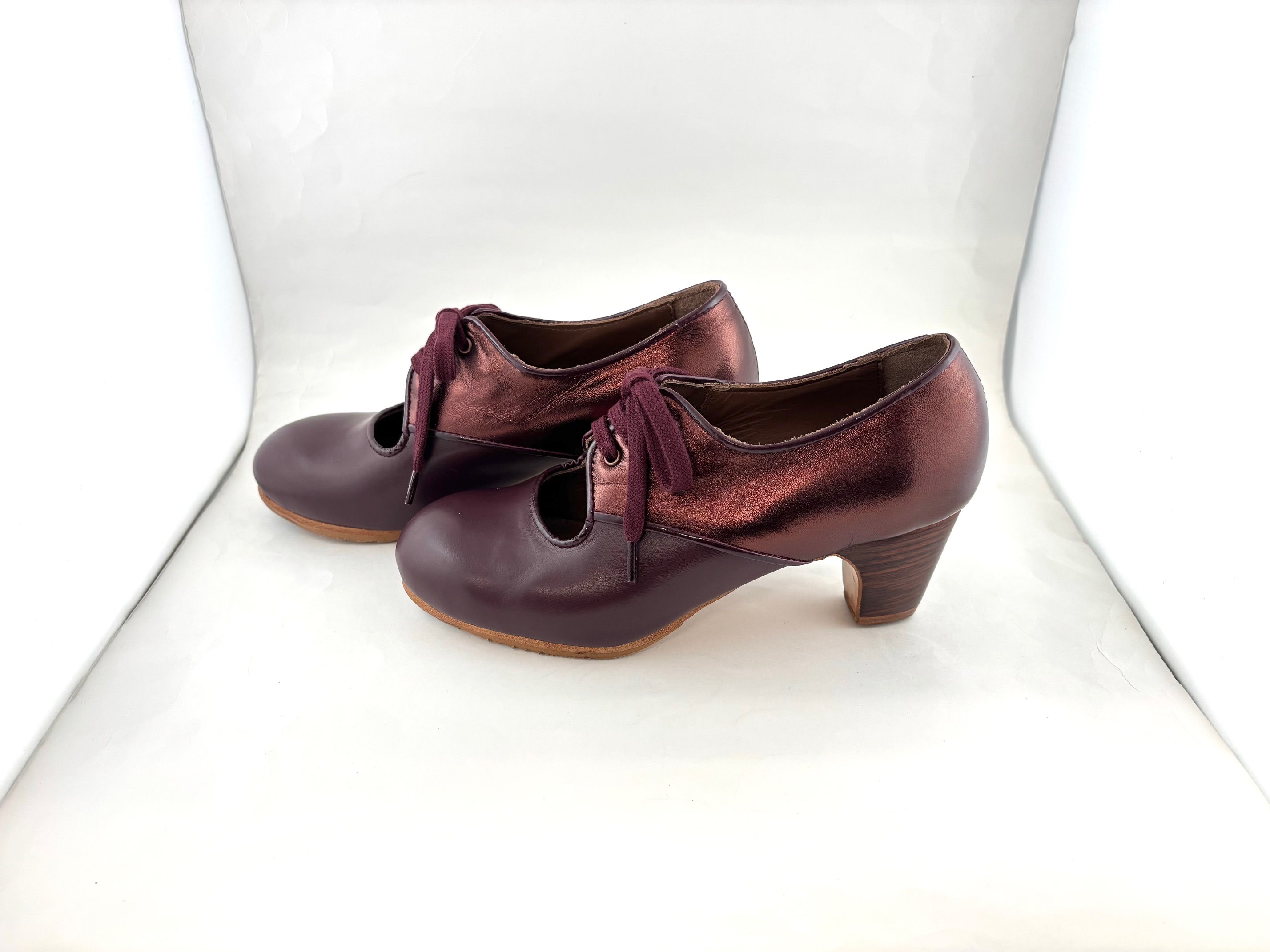 35.5　太幅　カルメラ　表革＆ラメ革　ワイン　クラシコ　5cm　木目　Y9313