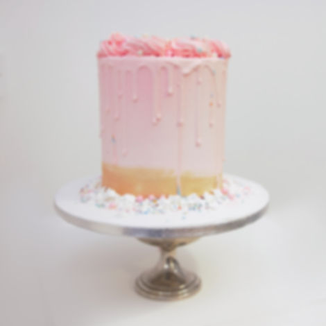 Pink and Gold Drip Cake with Sprinkles