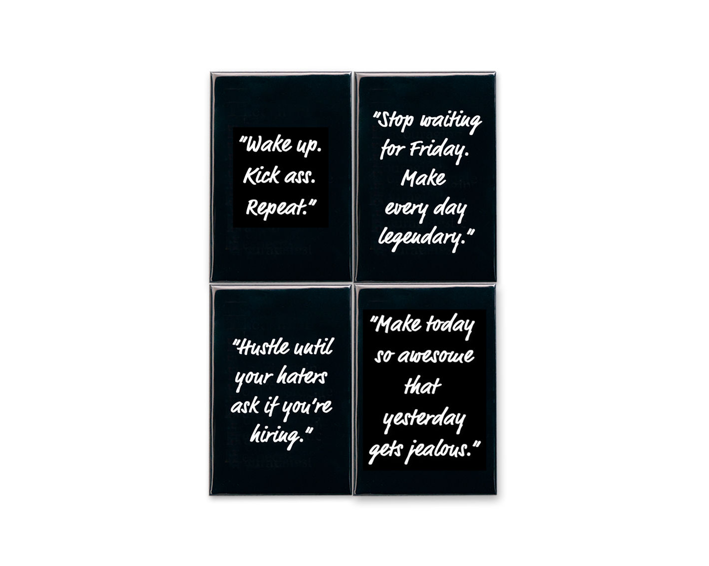 Set of 4 'High-Energy, Hustle & Action' Motivational Magnets