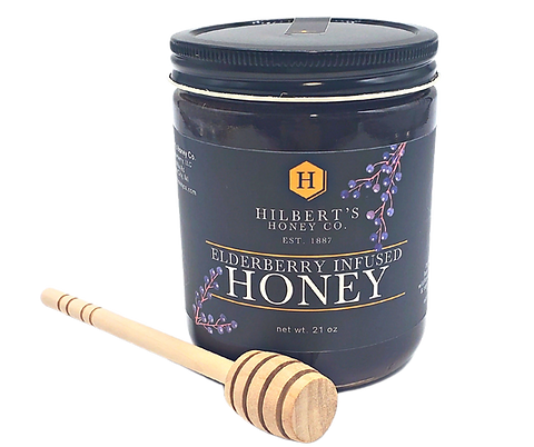 Honey 21 oz. Elderberry Infused Honey | Hilbert's Honey Co.