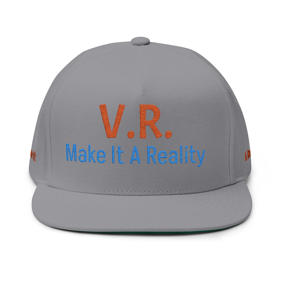 Thumbnail: Flat Bill Cap — V.R. Make It A Reality Embroidered Snapback