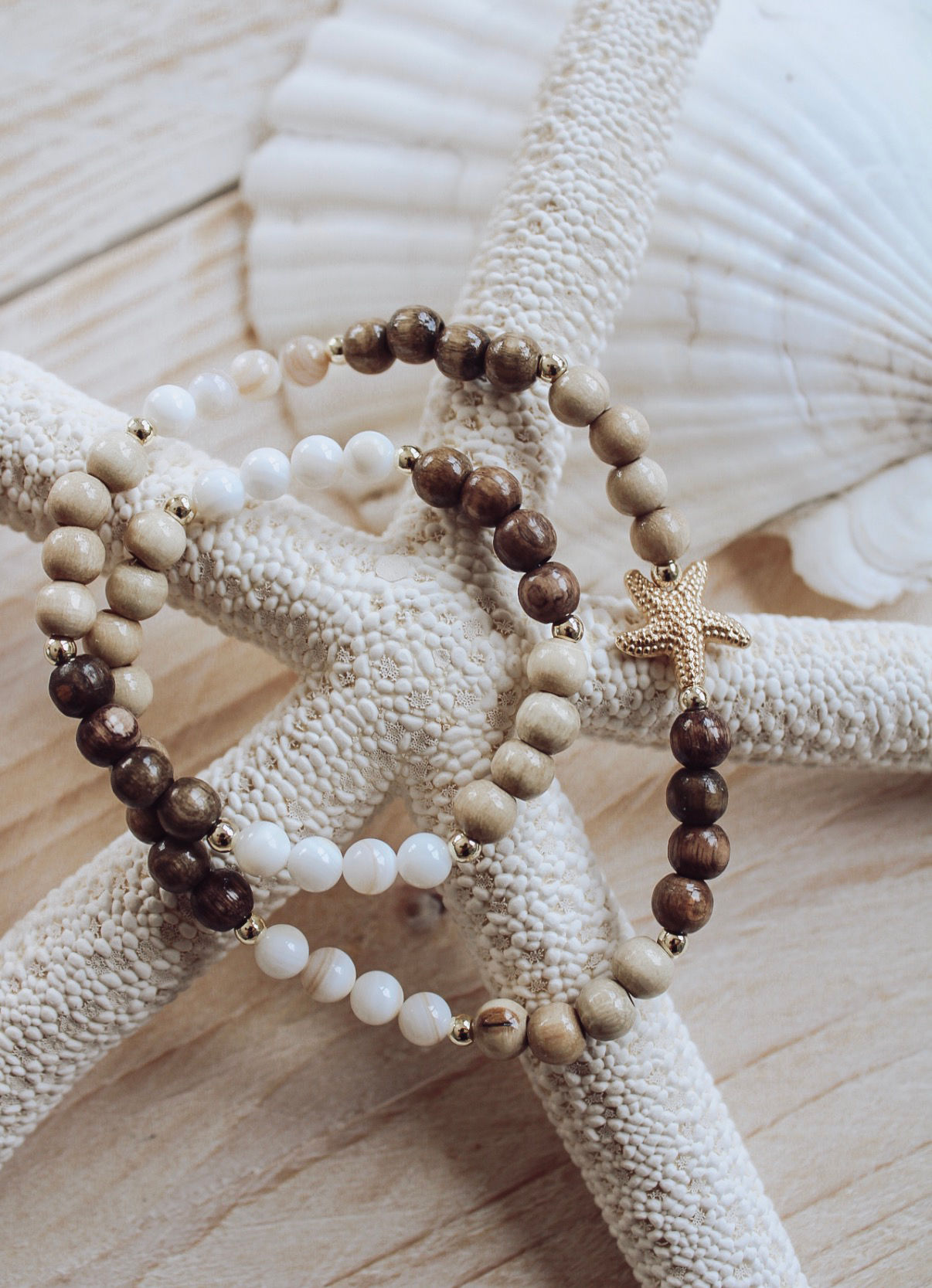 WickelArmband - to the sea aus Perlen mit Seestern