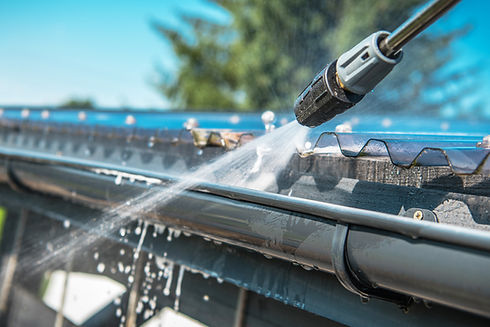 Spring Rain Gutters Cleaning Using Press