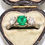 Thumbnail: A Vintage C1950's 18ct Gold 0.75ct Princess Cut Emerald & 0.60ct Diamond Ring 