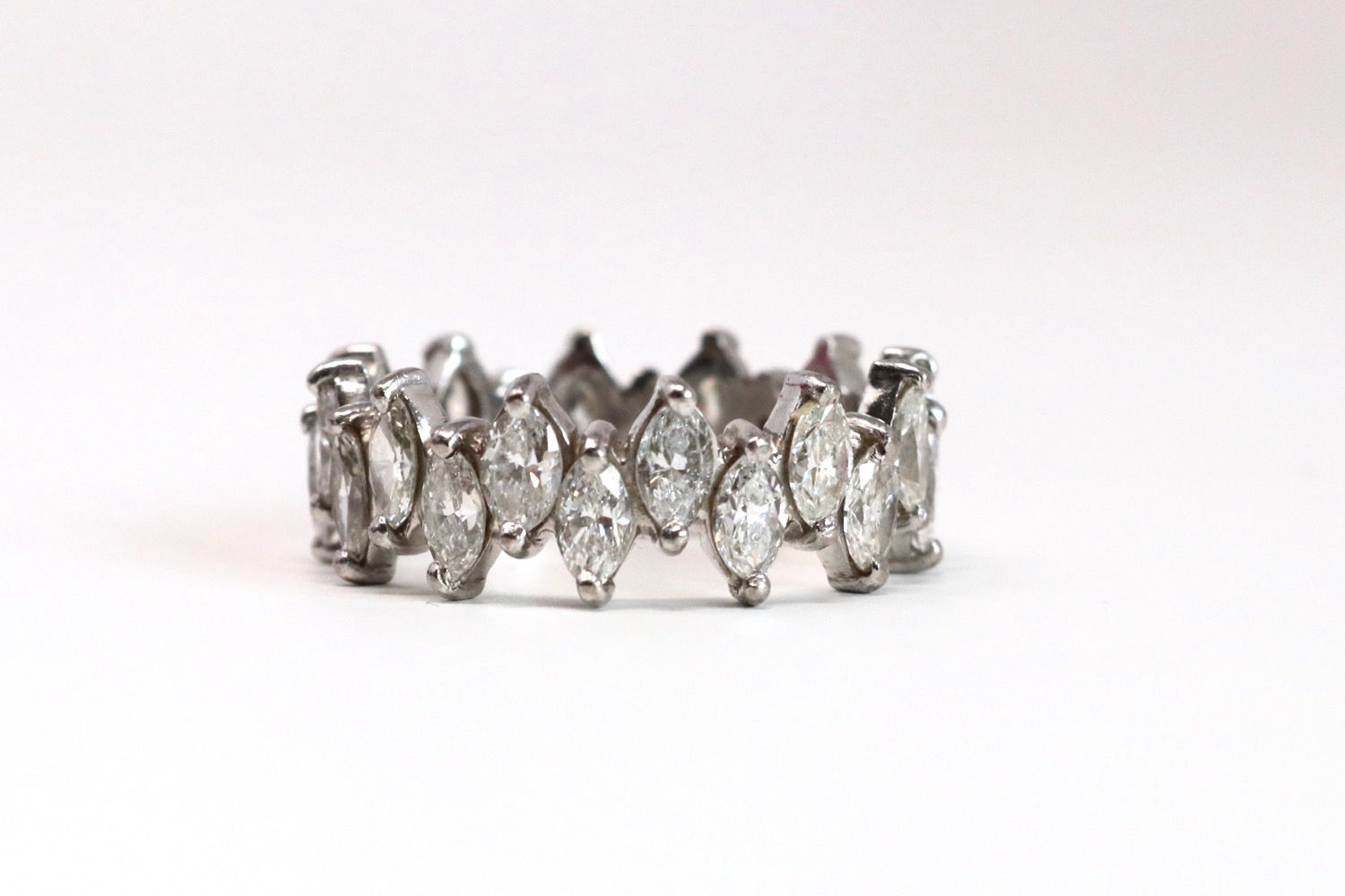 A Marvelous Vintage 18ct White Gold 3.00ct Diamond Marquise Eternity Ring #23767