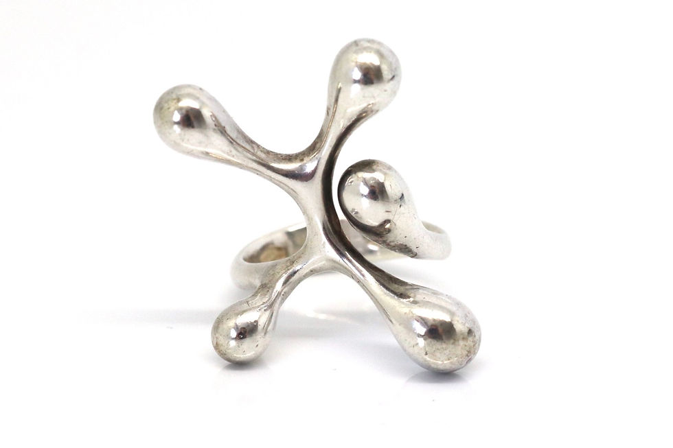 A Superb Heavy Vintage Abstract Modernist European Sterling Silver Ring #22815