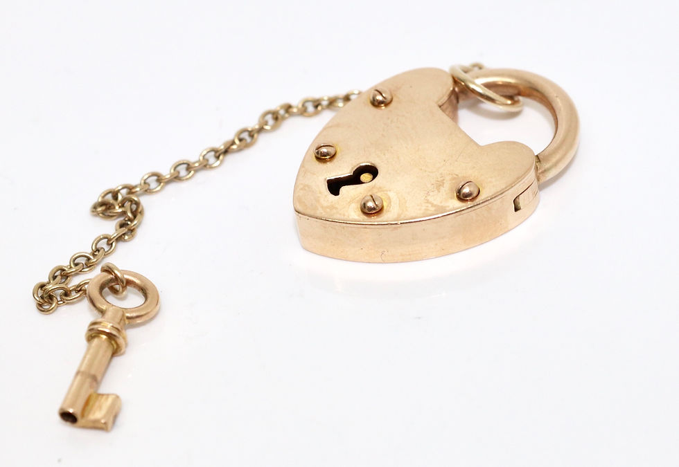 A Rare Antique Victorian 15ct 625 Rose Gold Fully Working Padlock & Key Charm