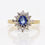 Thumbnail: A Vintage 18ct 0.65ct Cornflower Blue Sapphire & 0.50ct Diamond Cluster Ring  