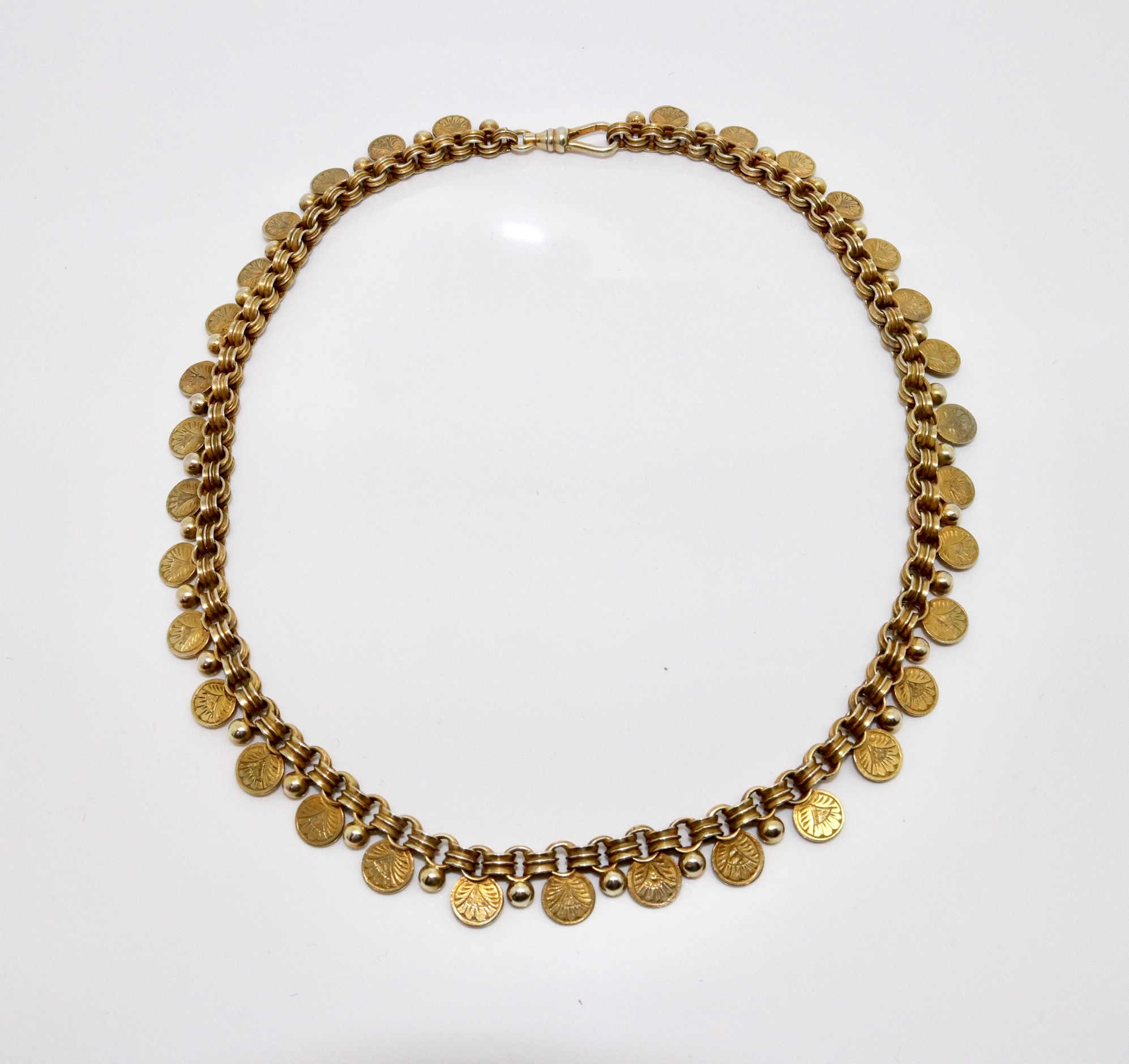 A Beautiful Antique Victorian Silver Gilt Coin Choker Necklace