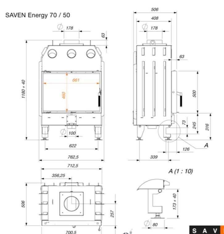 Miniatură: Semineu din oțel, SAVEN Energy, 13,7-18,6 kw kw