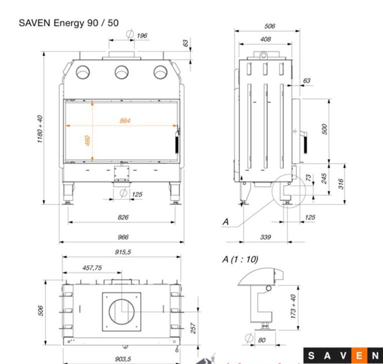 Miniatură: Semineu din oțel, SAVEN Energy, 13,7-18,6 kw kw