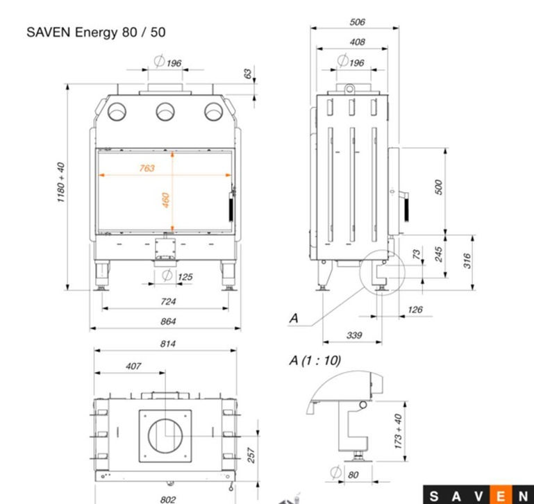 Miniatură: Semineu din oțel, SAVEN Energy, 13,7-18,6 kw kw