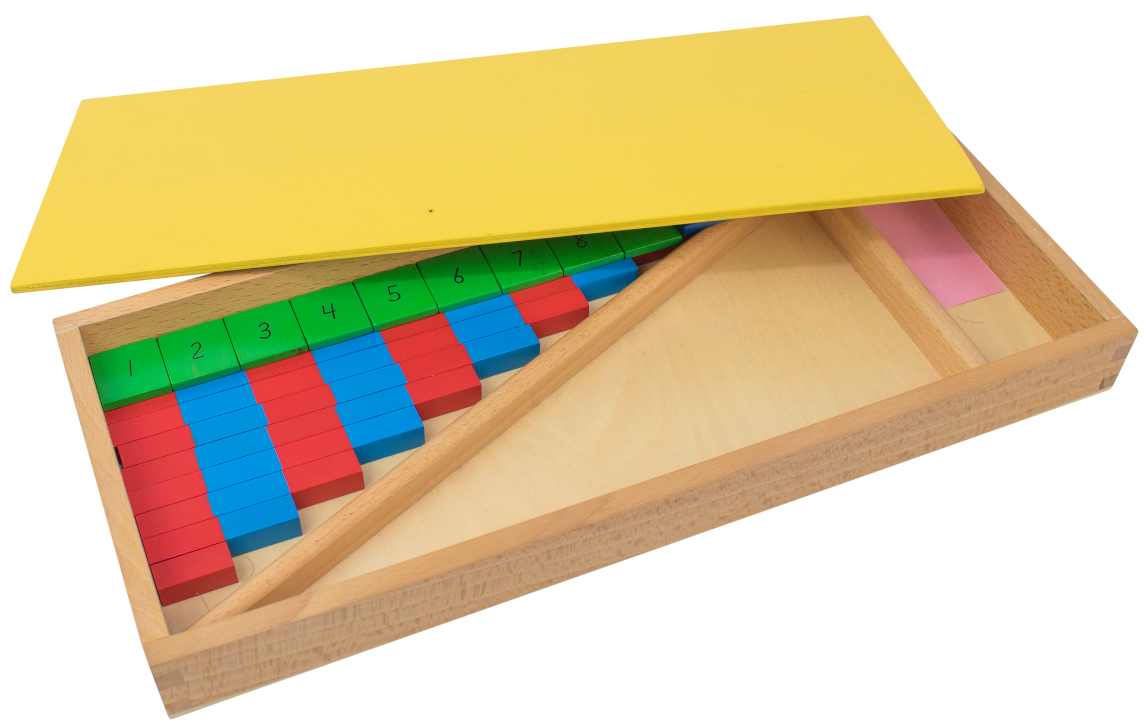 Small Number Rods in Box with Printed Numerals