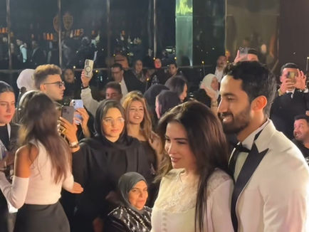 احتفال النجوم ب زواج مي عز الدين و احمد تيمور و زغاريد هالة صدقي