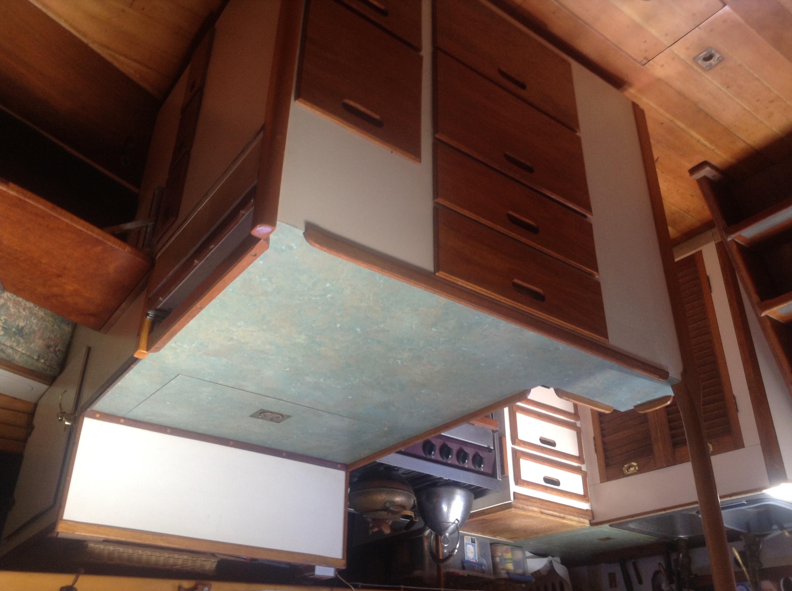 counter with fridge under