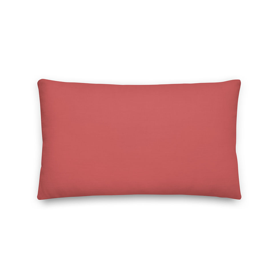 The reverse of a 20"x12" throw pillow features a plain Cedar Red color, complementing the design on the pillow's front.