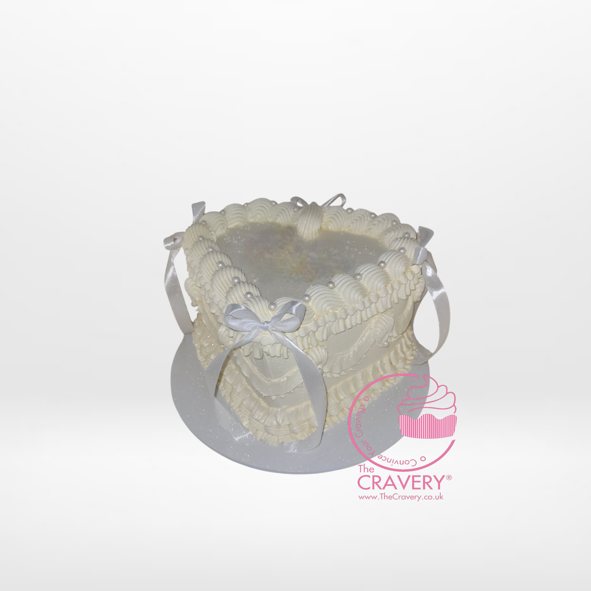 SHIMMER WHITE BOWS HEART