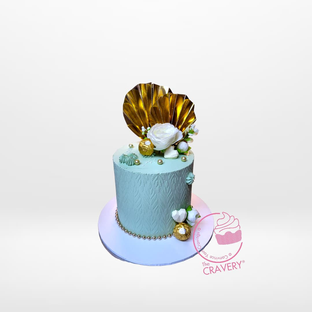 Buy sage green and gold birthday cake online