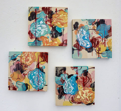 screen print; wood panel painting