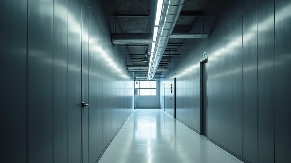 Wide angle view of a modern ventilation system in a building