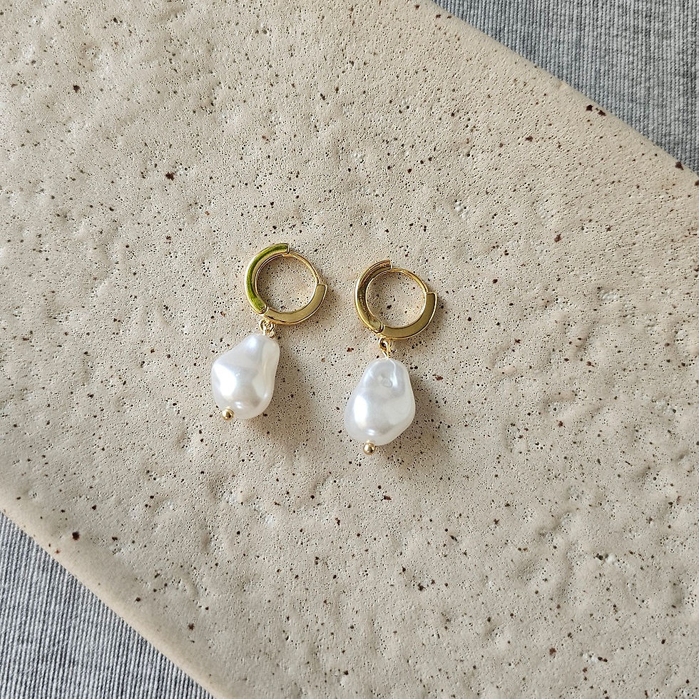 Miniatura: Brinco Argolinha e Pérola Shell