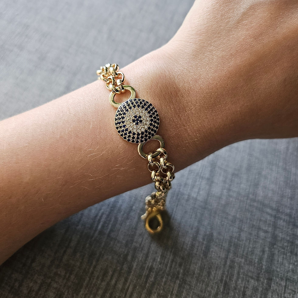 Miniatura: Pulseira Elos, Corações e Olho Grego