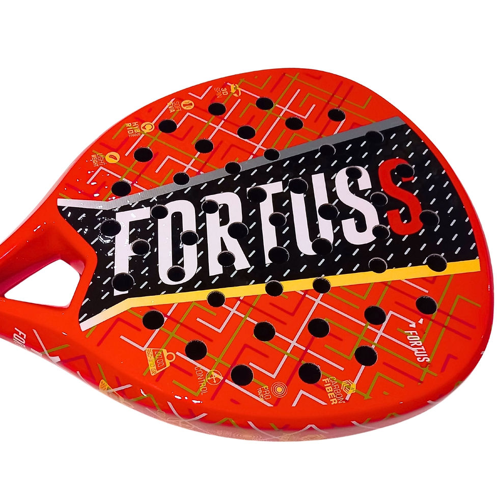 Thumbnail: FORTUSS Padel Tennis Racket Hybrid Teadrop Shape Glossy (Red) front view