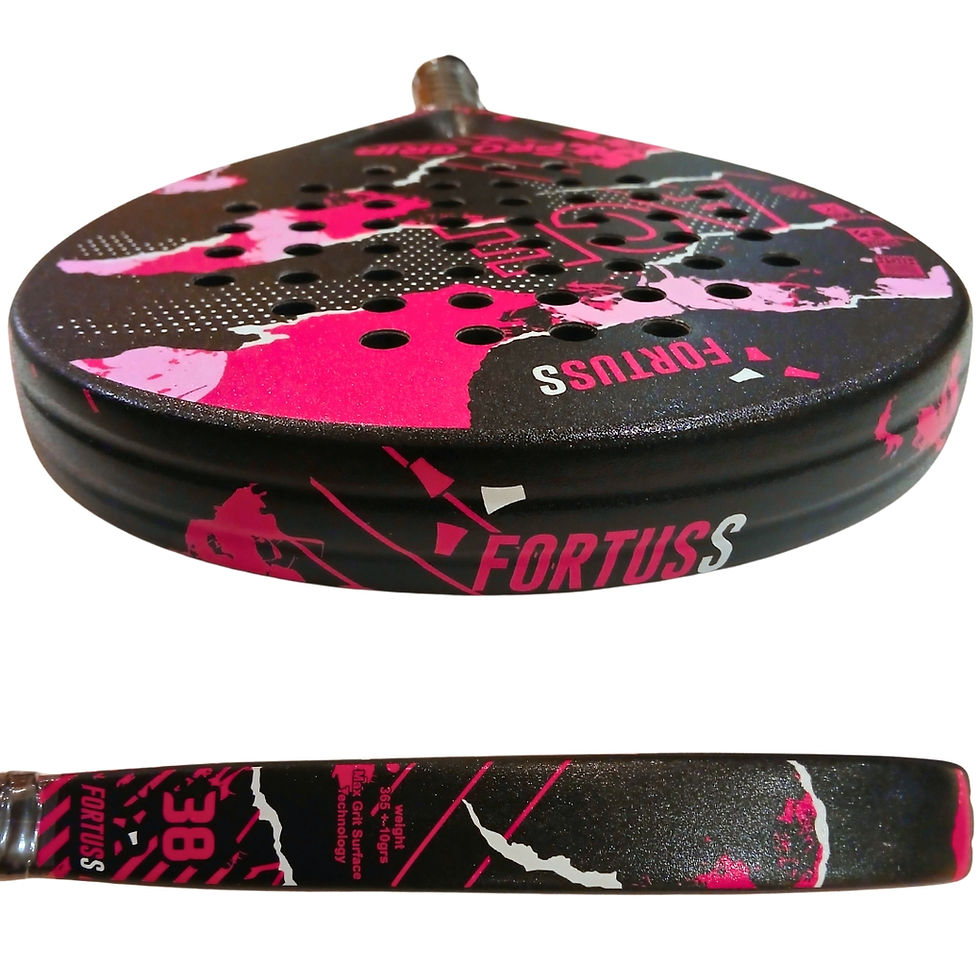 Thumbnail: Product: FORTUSS Padel Tennis Racket Teardrop Shape (Pink/Black)
side view