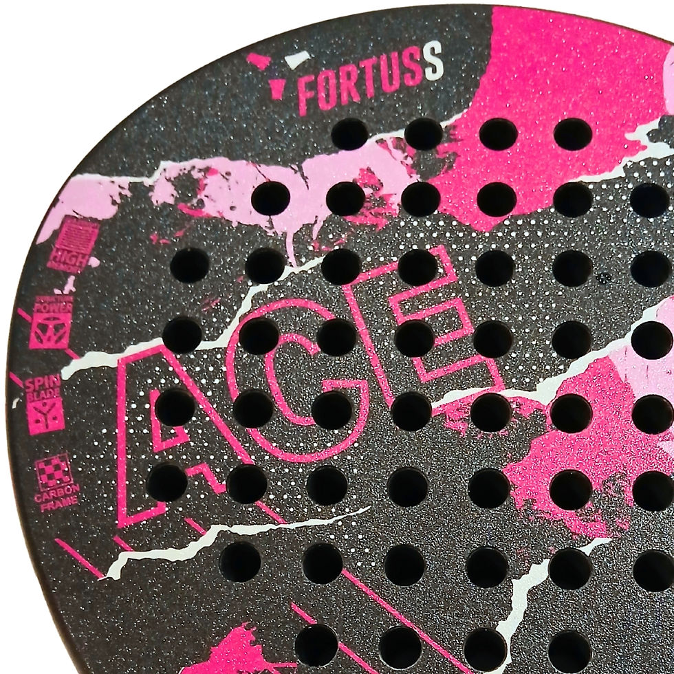 Thumbnail: Product: FORTUSS Padel Tennis Racket Teardrop Shape (Pink/Black)
front big view