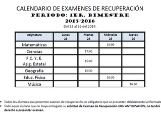 Exámenes de Recuperación