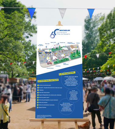 Affiche, Kakémono, print, événement, Michelin, graphisme, plan, perspective, fête