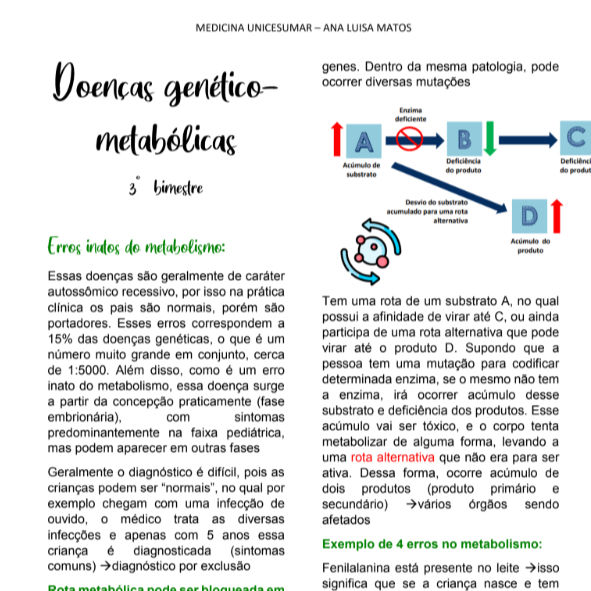 Erros inatos do metabolismo