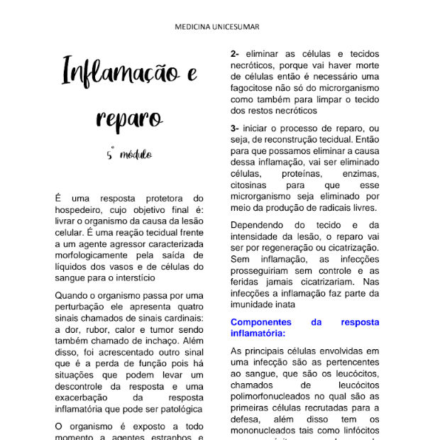 Inflamação e reparo - geral