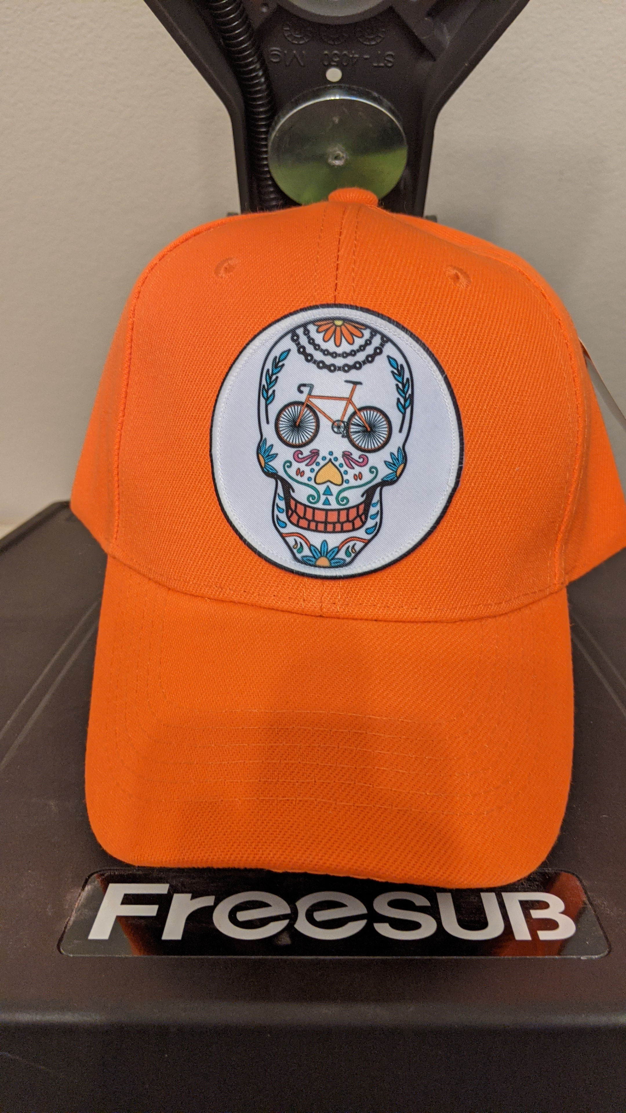Orange Sugar Skull Cycling Patch Hat