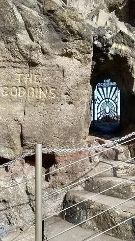 Entrance gate to The Gobbins coastal path in Islandmagee, Northern Ireland