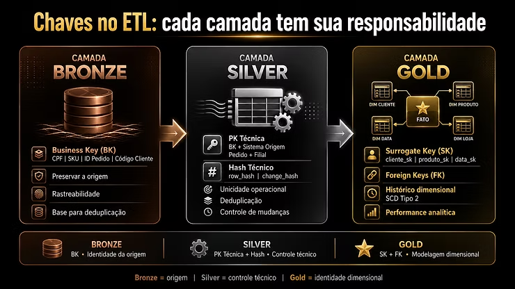 Chaves no ETL: por que Business Key, Primary Key, Hash e Surrogate Key não são a mesma coisa