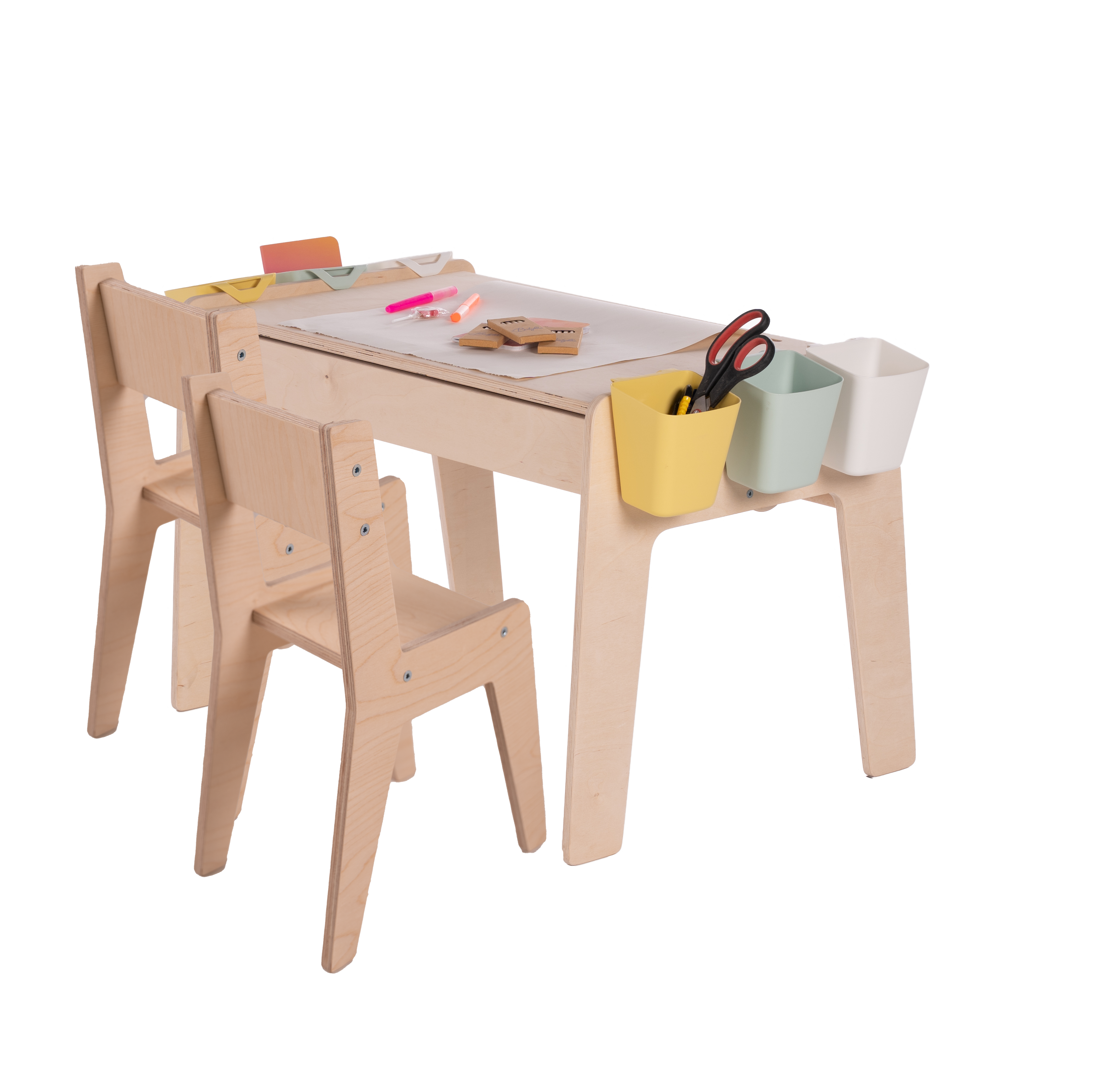 Stolik dziecięcy z szufladą + 2 krzesełka | Zestaw mebli z dodatkami PREMIUM
