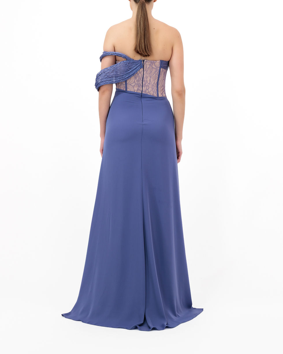 Thumbnail: One Shoulder crepe evening dress