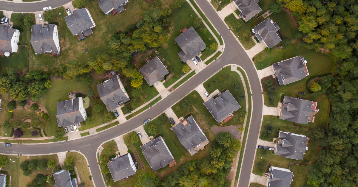 Aerial view of a residential development