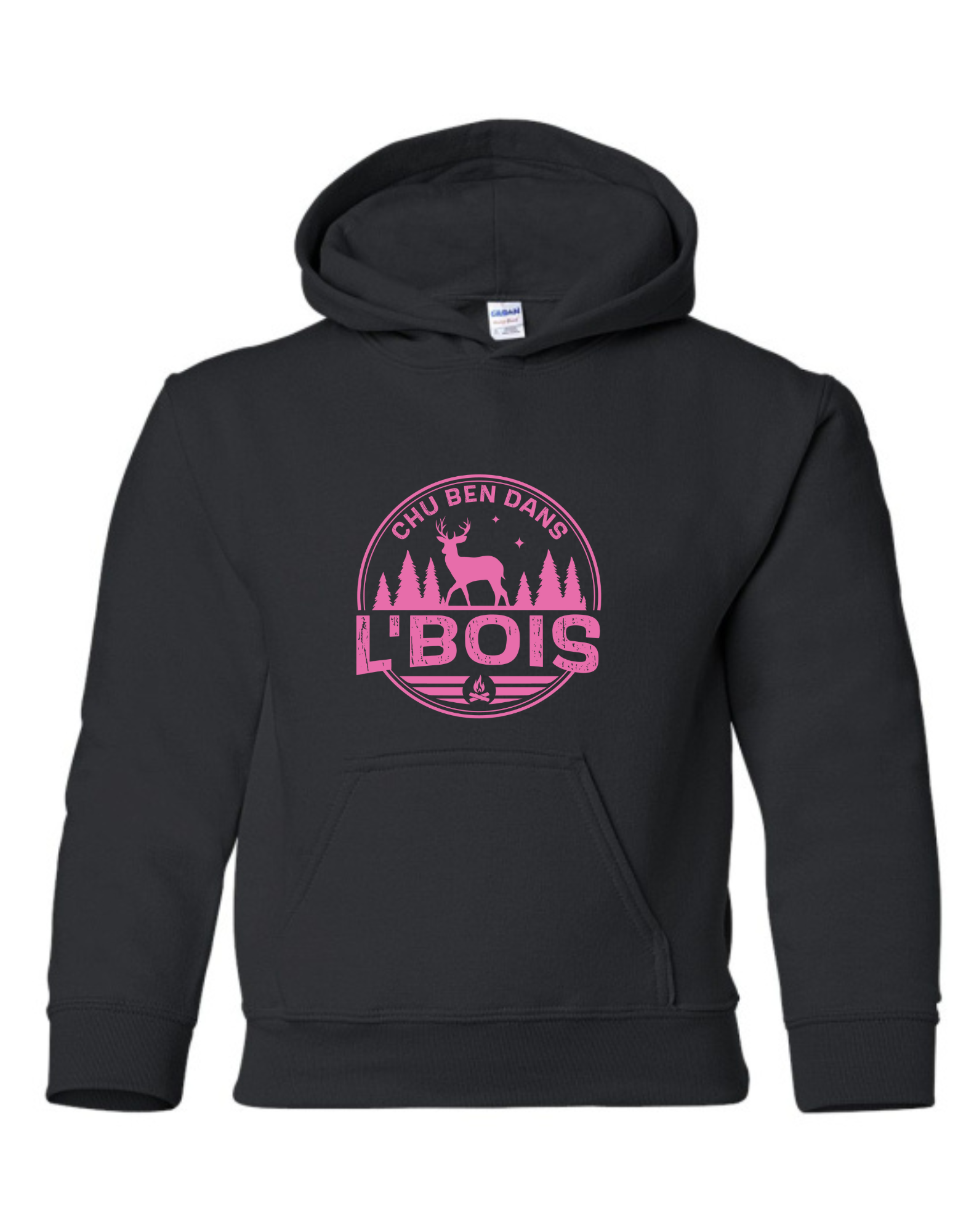 HOODIE NOIR LOGO ROSE POUR ENFANT