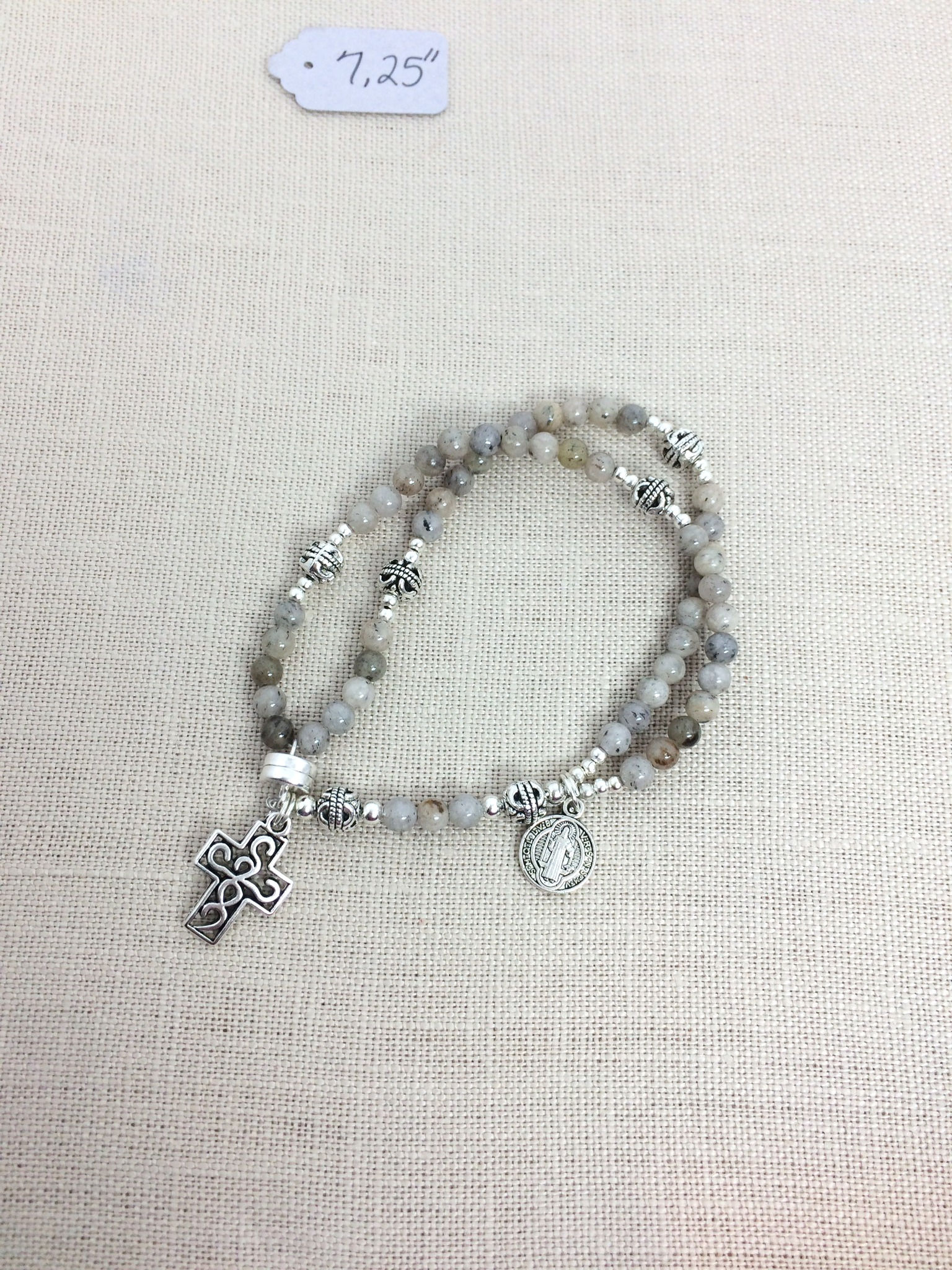 4mm Grey Feldspar, Silver