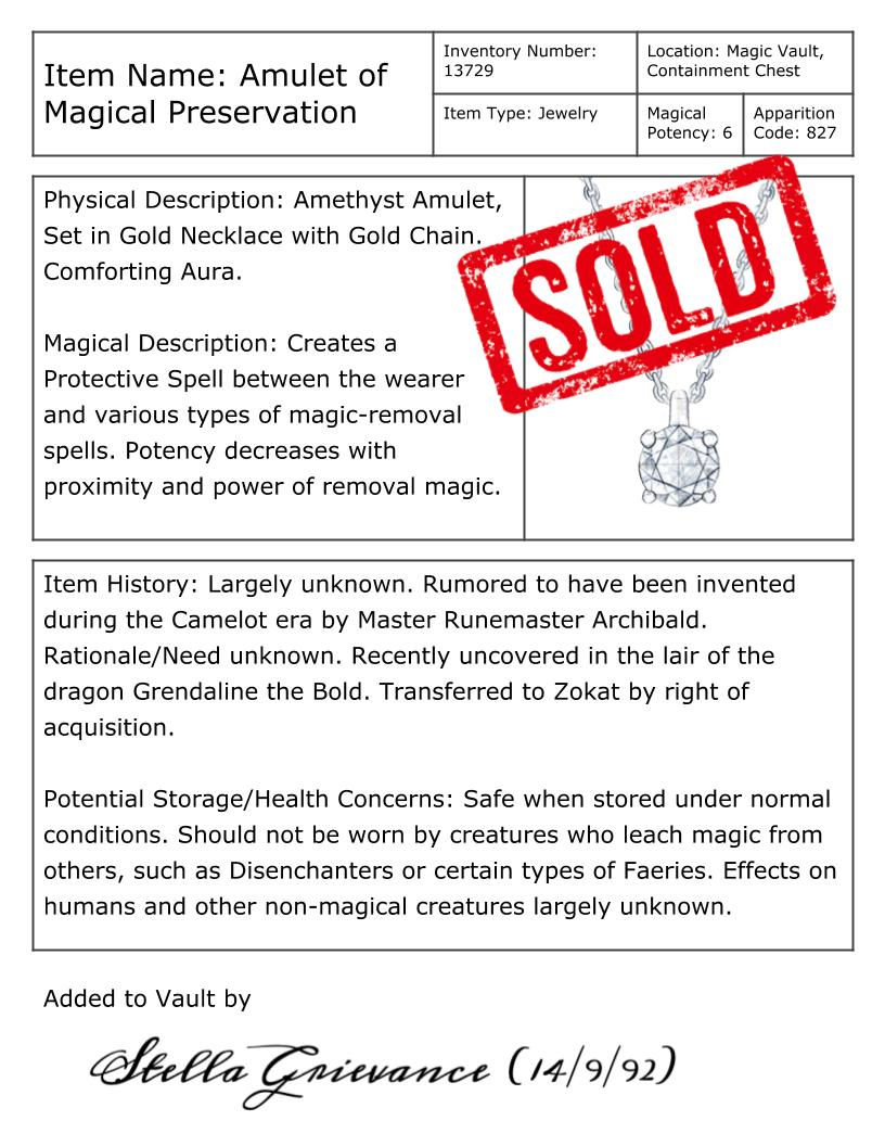 Paper Found in Zokat's Vault