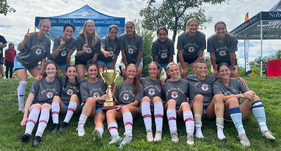 The Women's First Team poses with the Flo Dyson Cup. Credit: Tyler Navas