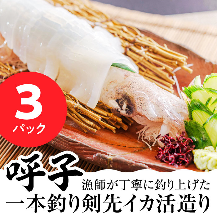 いよのお城下市 呼子一本釣り剣先イカ活造り 3パック いよのお城下市 呼子一本釣り剣先イカ活造り 3パック