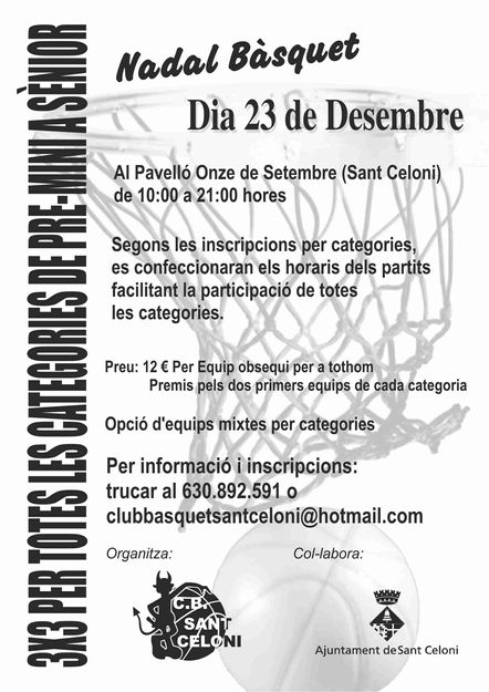 3x3 Indoor al Pavelló de Sant Celoni (totes les categories)