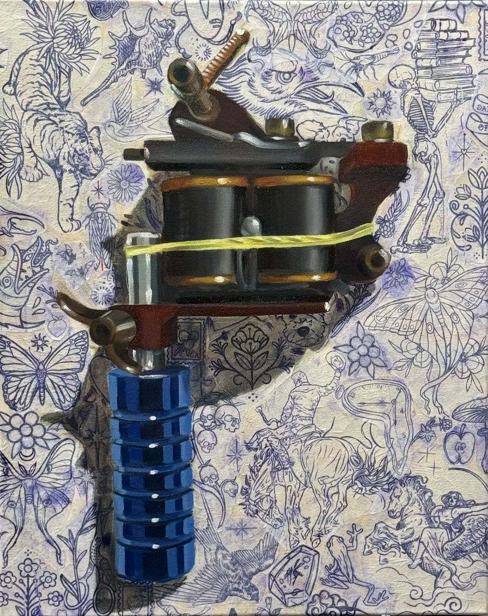 “Trad Brad” - Oil and stencils on canvas.